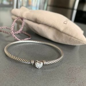 David Yurman Silver Heart Bracelet w/ Diamonds